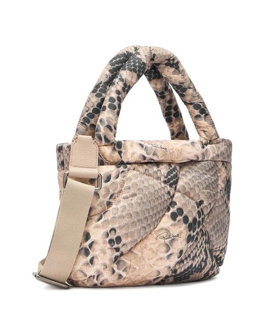 Roberto Cavalli White Firenze Quilted Snakeskin-Effect Shoulder Bag