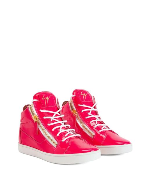 Giuseppe Zanotti Pink Kriss Zip-Fastening Patent Leather Sneakers