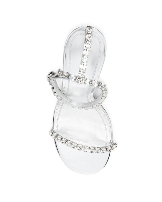 AMINA MUADDI White Gigi Crystal-Embellished Heeled Sandals