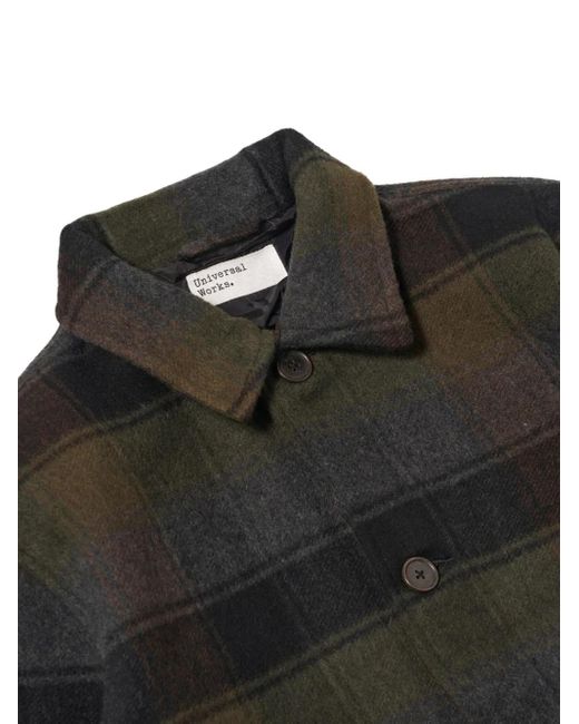Universal Works Black Button-Fastening Checked Jacket for men