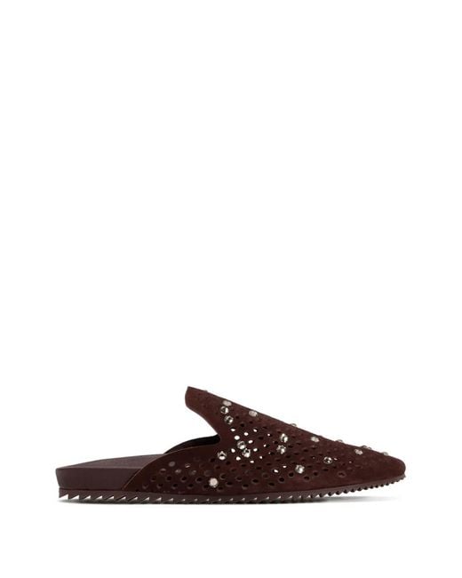 Pedro Garcia Brown Braidy Embellished Mules