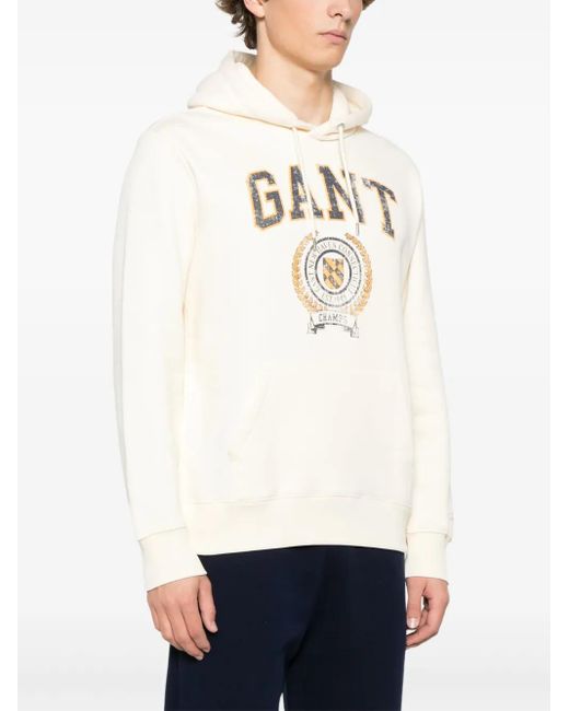 Gant Natural Logo-Print Hoodie for men