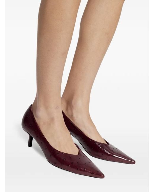 Black Suede Studio Brown Briar Pointed-Toe Leather Pumps