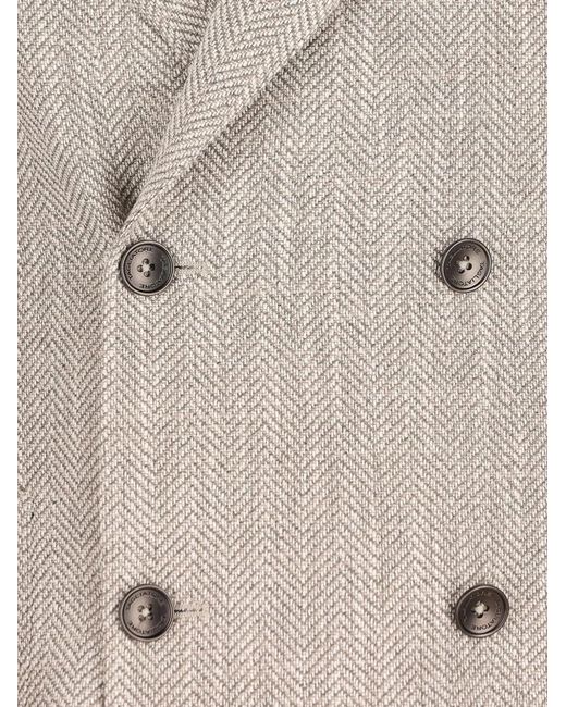 Tagliatore White Double-Breasted Button Blazer for men