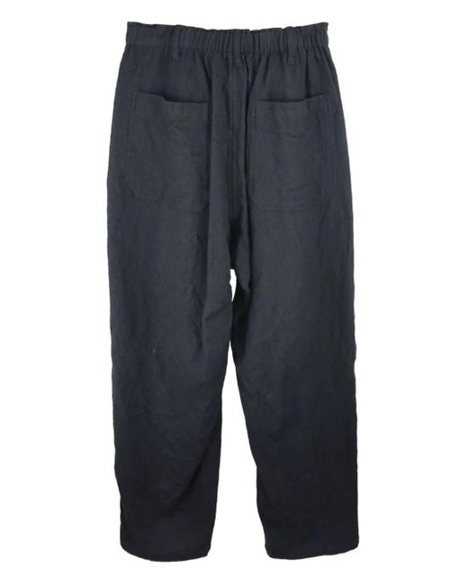 Y's Yohji Yamamoto Blue Elastic-Waist Wool Trousers for men