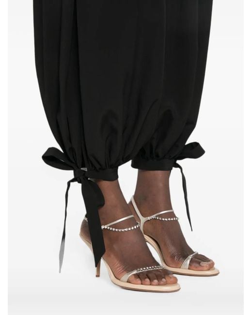 Chloé Black Bow-Detail Silk-Crepe Trousers