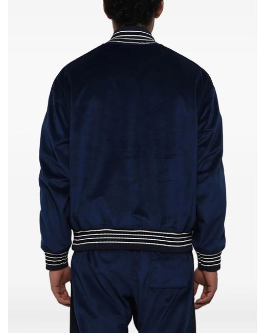Rhude Blue Quarter-Zip Varsity Jacket for men
