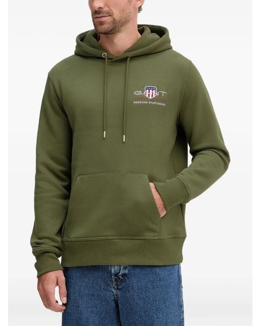 Gant Green Embroidered-Logo Hoodie for men