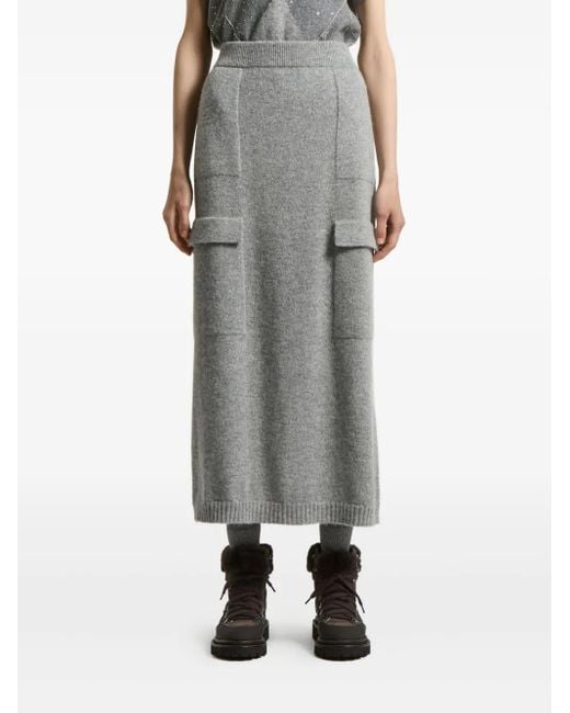 Gonna Midi Con Taschino di Peserico in Gray