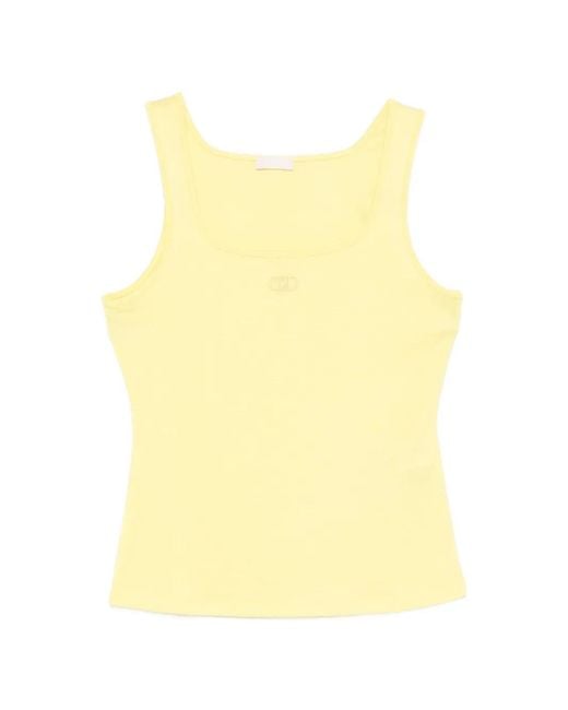 Liu Jo Yellow Logo-Embroidered Top