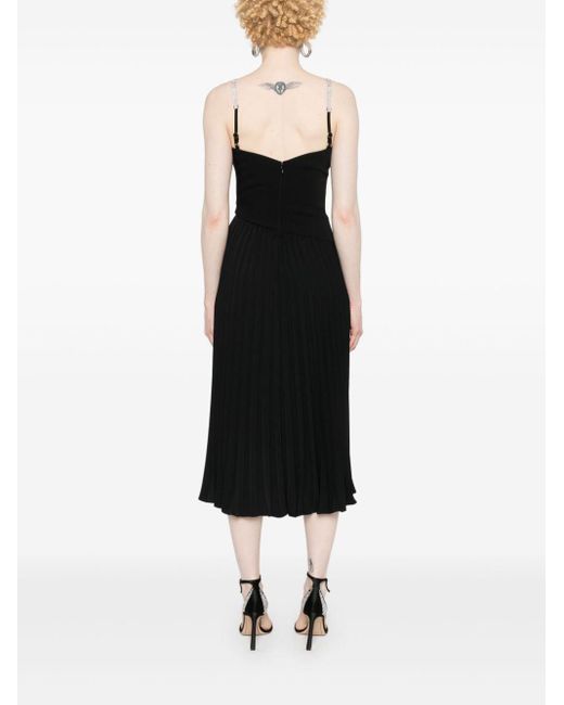 Nissa Black Sleeveless Pleated Midi Dress