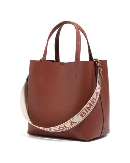 Bimba Y Lola Brown Large Logo-Print Shoulder Bag