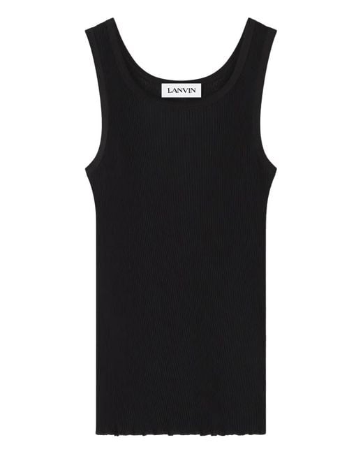 Lanvin Black Ribbed Tank Top for men