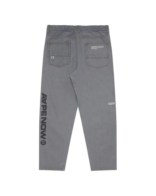 Aape By A Bathing Ape Gray Moonface-Patch Jeans for men