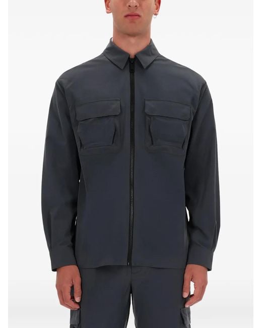 Versace Jeans Couture Blue Zip Pocket Overshirt for men