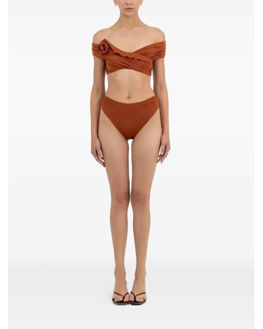 Maygel Coronel Brown Rosy Floral-Detail Bikini