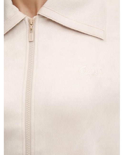 Guess Natural Ribbed Collar Zip Sweater