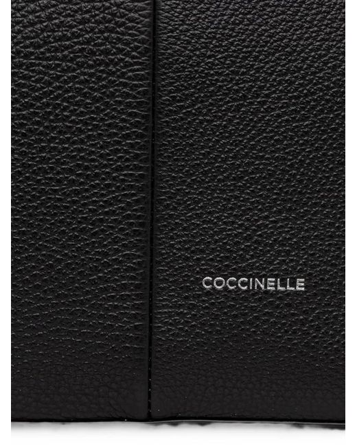 Coccinelle Black Buckle-Detail Pebbled Tote Bag