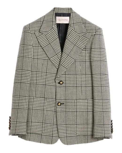 Valentino Garavani Gray Houndstooth Single-Breasted Blazer for men