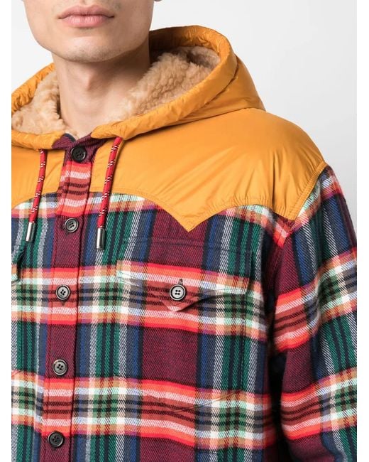 DSquared² Red Check-Pattern Hooded Jacket for men