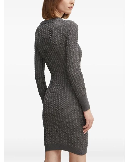 Guess Black Cable-knit Button-front Midi Dress