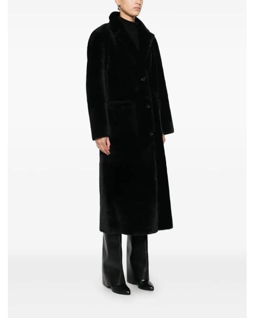 Arma Black Lambskin Single-Breasted Coat