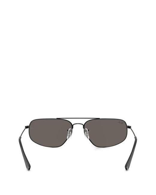 Ray-Ban Gray Rectangle-Frame Sunglasses