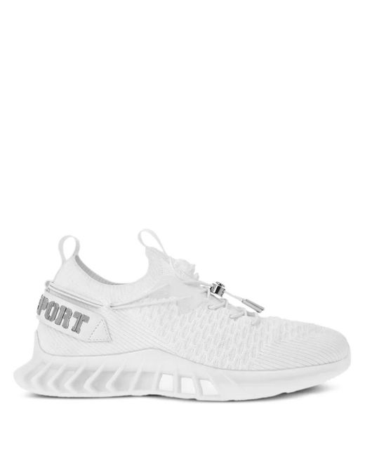 Philipp Plein White Runner Knitted Sneakers