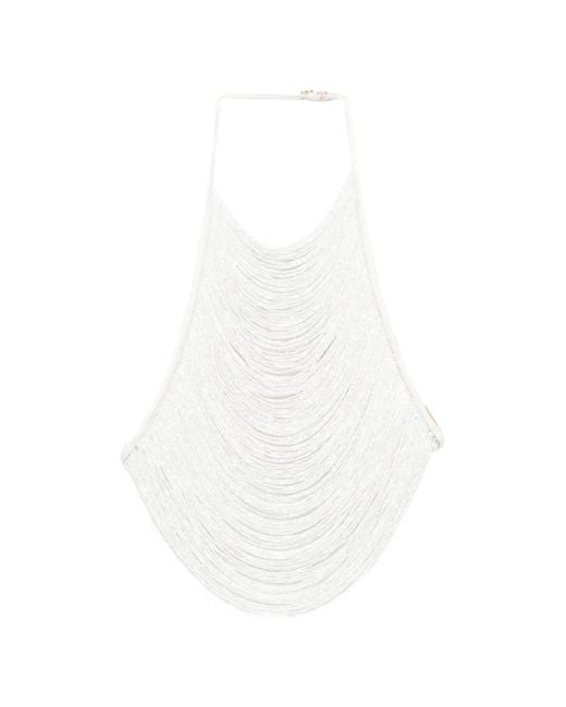 Cult Gaia White Tanner Sequin-Embellished Top