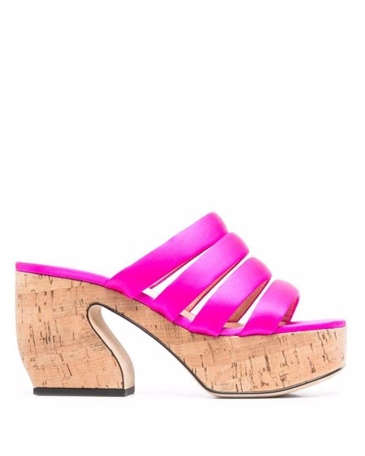 SI ROSSI Pink Cork Platform Open-toe Sandals