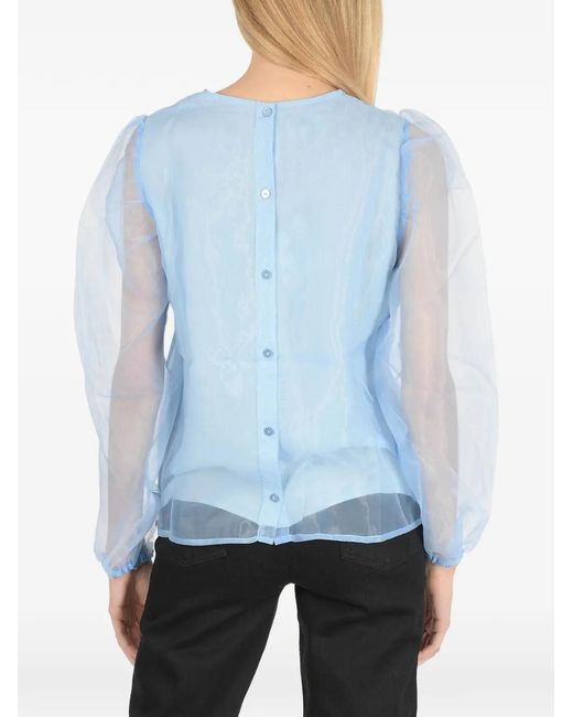 Baum und Pferdgarten Blue Sheer Puff-Sleeve Blouse