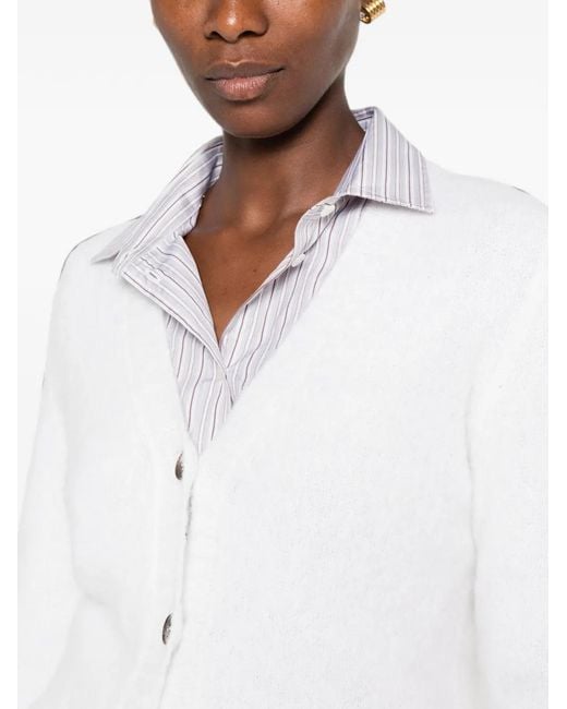 Base London White V-Neck Cardigan