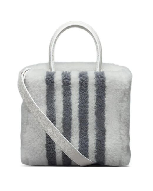 Thom Browne Gray Shearling Stripe Tote Bag