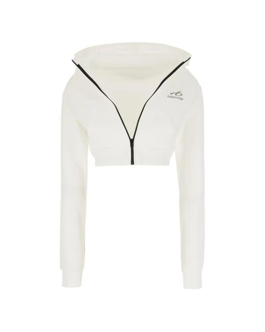 Balenciaga White Cropped Zip-Up Hoodie