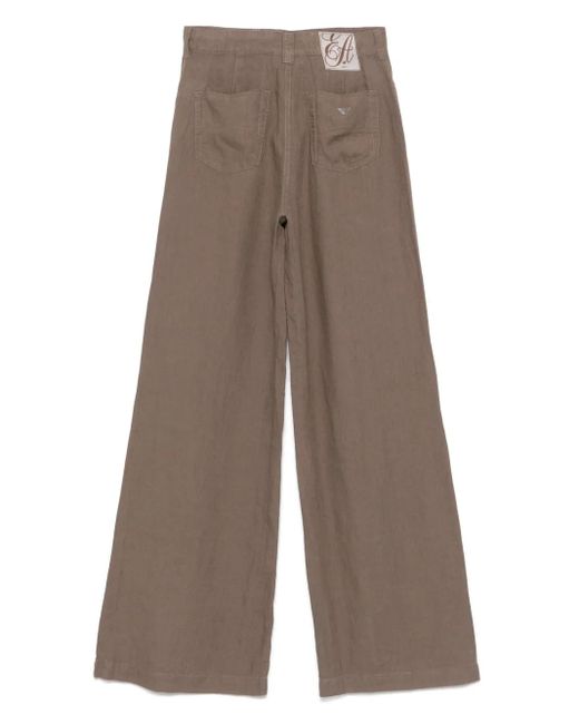 パンツ EMPORIO ARMANI 100% Linen Pants Emporio Armani Wide-Leg 100% Linen Trousers in Gray | Lyst