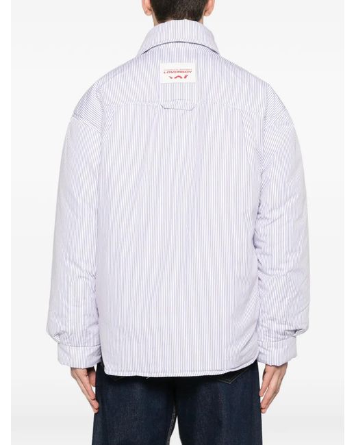 Charles Jeffrey White Striped Puffer Jacket