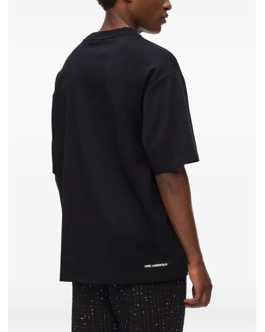 Karl Lagerfeld Black Logo-Patch T-Shirt for men