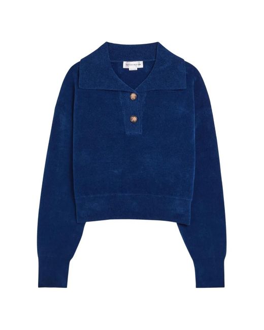 Victoria Beckham Blue Long-Sleeves Polo Shirt