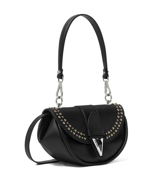 Versace Black Virtus Embellished Small Shoulder Bag