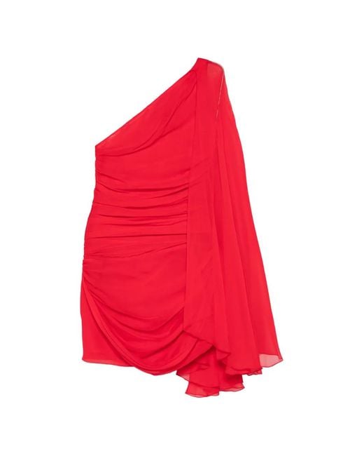 GIUSEPPE DI MORABITO Red One-Shoulder Draped Mini Dress