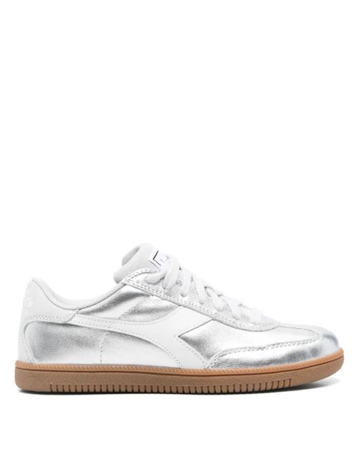 Diadora White Sneakers Im Metallic-Look