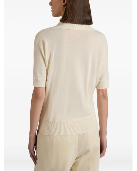 Slowear Natural V-Neck Crêpe Polo Top