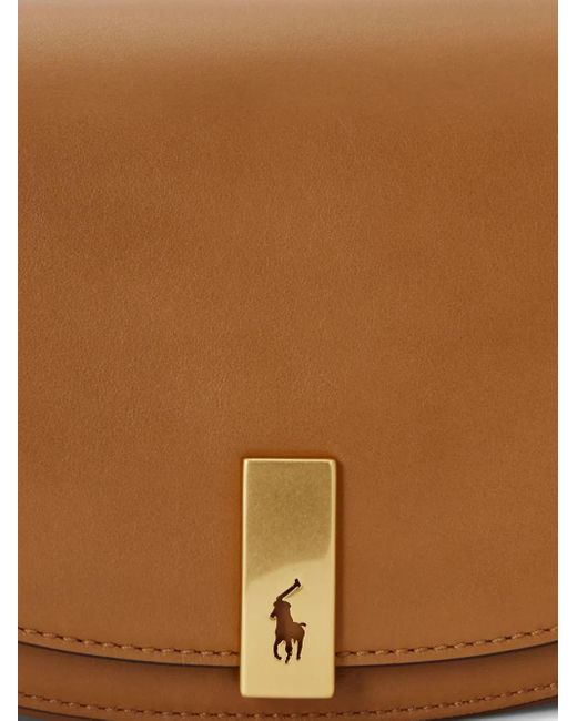 Polo Ralph Lauren Brown Small Logo-Plaque Leather Crossbody Bag