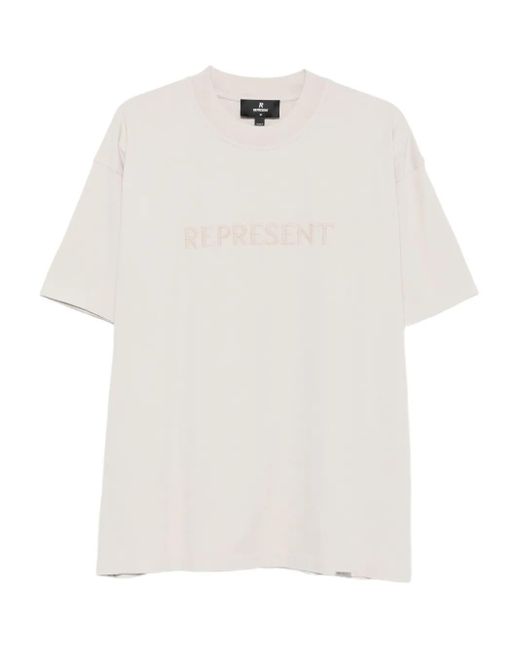 Represent White Logo-Embroidered T-Shirt for men