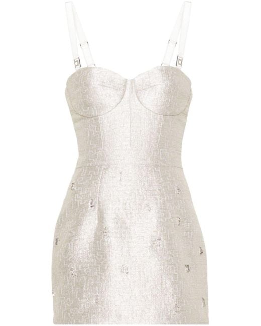 Elisabetta Franchi White Short Tweed Dress With Lurex Details
