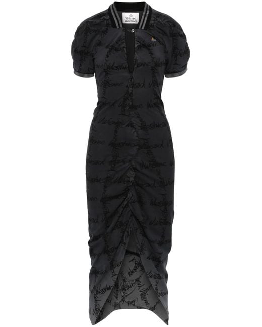 Vivienne Westwood Black Logo-Print Midi Dress