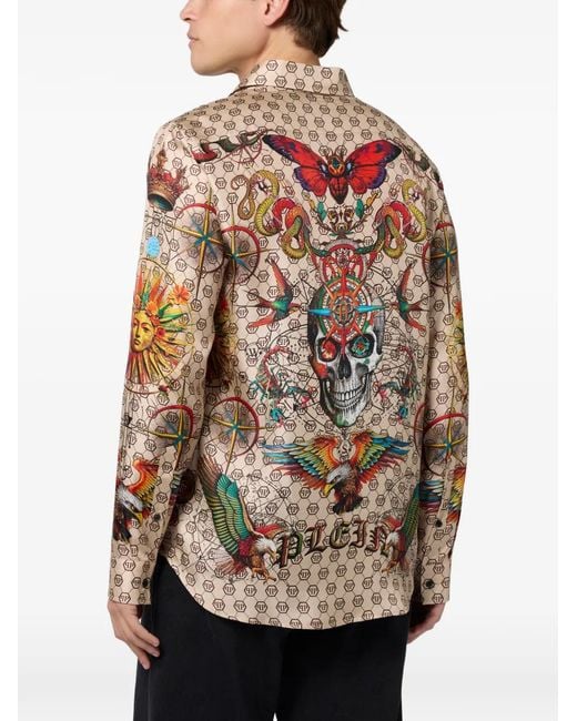 Philipp Plein Overhemd Met Monogram in het White voor heren