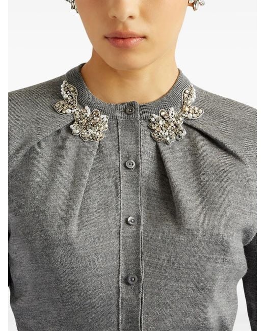 Erdem Gray Cardigan Mit Applikation