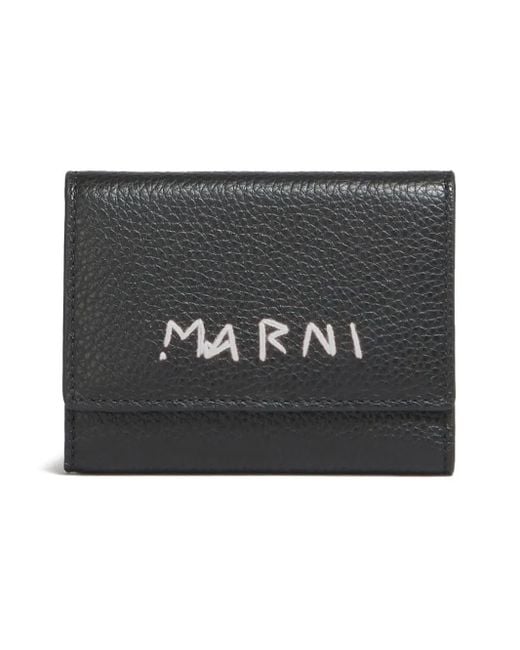 Marni Black Leather Key Holder With Mending-Embroidery for men