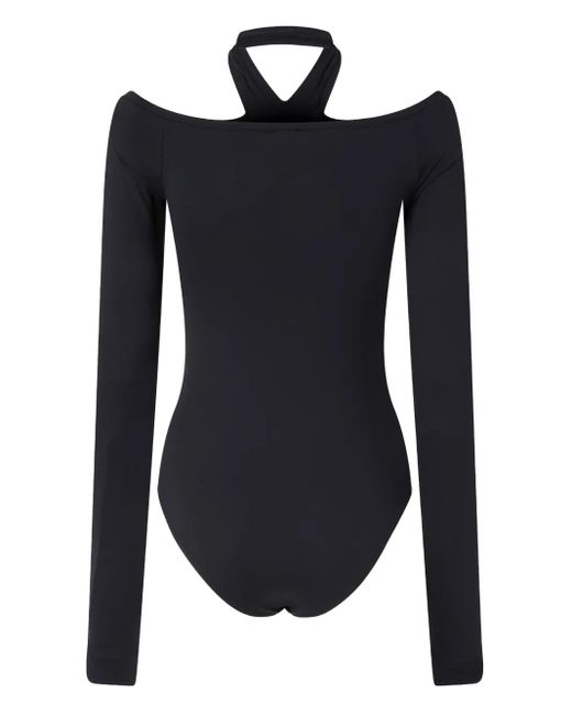 Pinko Black Cut-Out Long-Sleeve Bodysuit